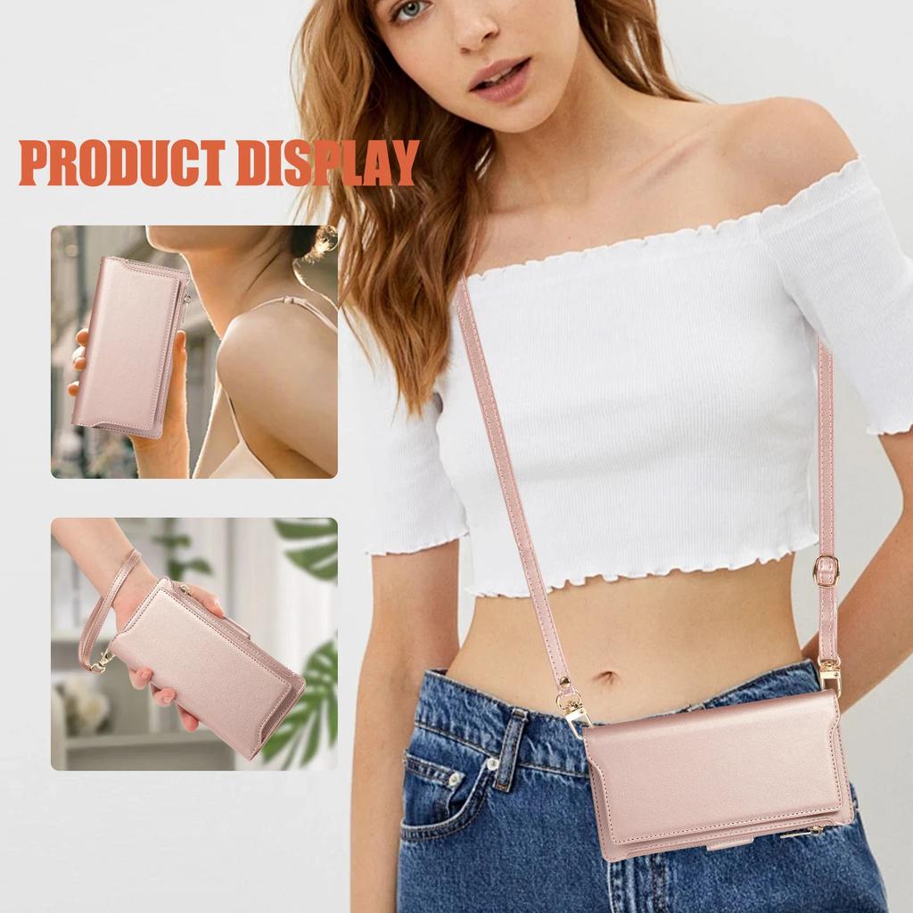 Crossbody Cards Solt Wallet Zipper Leather 2 In 1 Detachable Case For iPhone 15 Pro Max 16 14 Plus 13 12 11 Wireless Charging