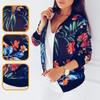 Plus Size damskie kwieciste kurtki wiosenne lato z długim rękawem i zamkiem błyskawicznym z nadrukiem Bomber Jacket casualowa kieszeń szczupła damska moda znosić