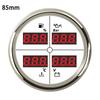 ELING Car 12V 24V 52mm 85mm 4 in 1 Multifunction Gauge with Fuel Level Oil Pressure Water Temp. Voltmeter and 8 Colors Backlight