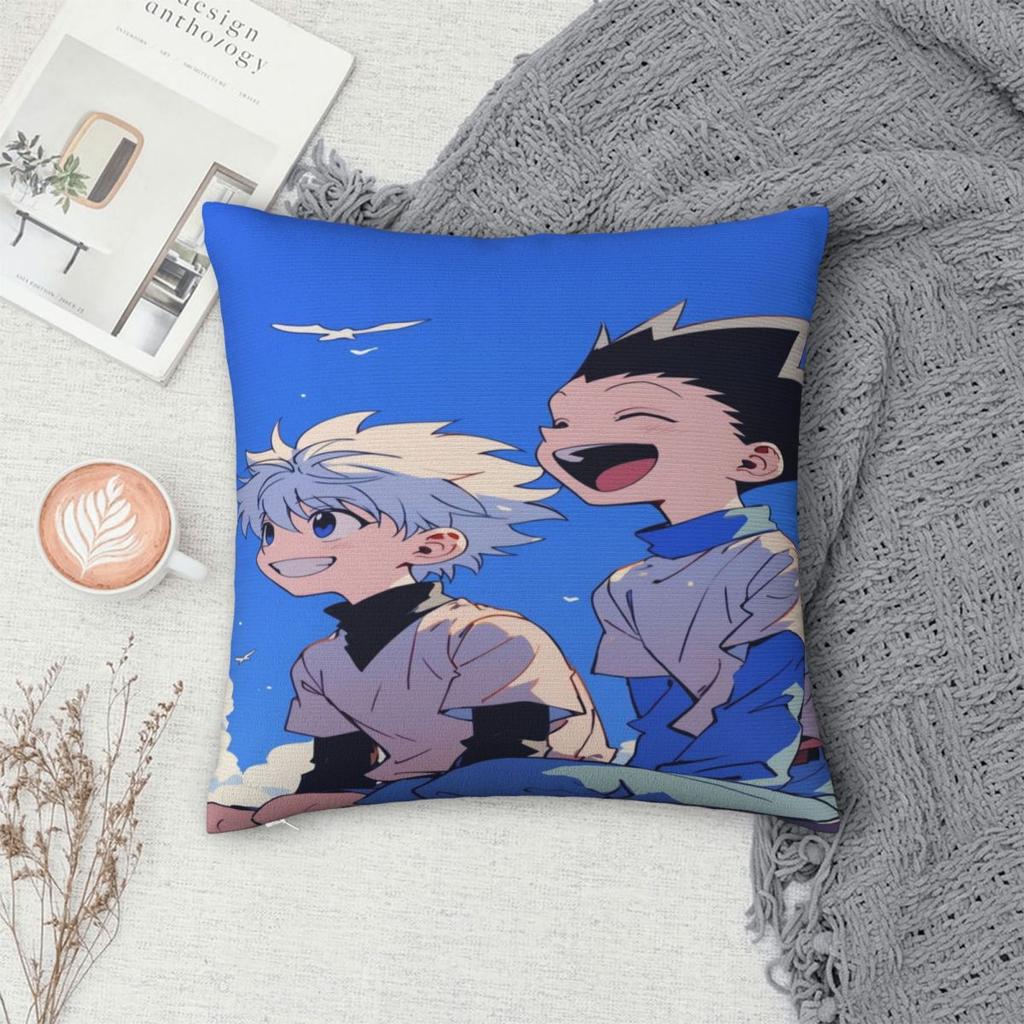 Y2K Bed HXH Gon And Killua HunterDecor Pillowcase Stuff Pillow Covers Zippered Multiple Sizes