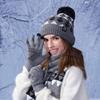 Winter outdoor velvet cold and warm hat scarf three-piece knitted wool hat women
