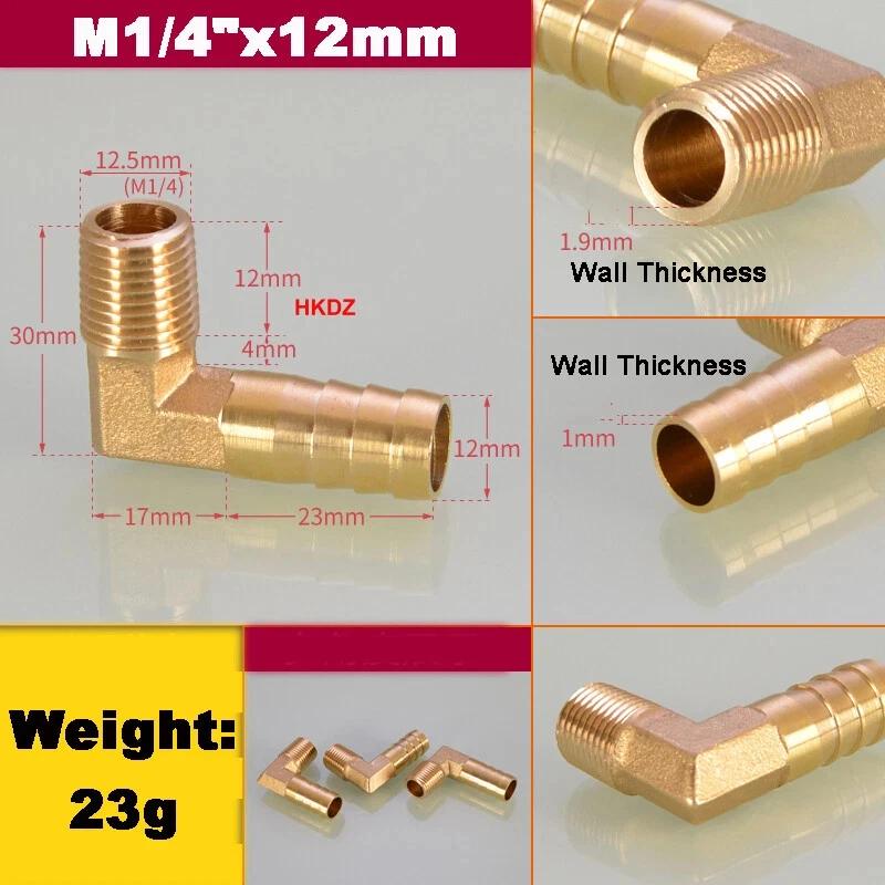 Messing 1/8" 3/8" 1/4" 3/4" BSP 90 Grad Außengewinde Winkelstück Schlauchtülle Stacheltülle Luft Gas Fitting Pagodenverbinder 6/8/10/12/14/19mm