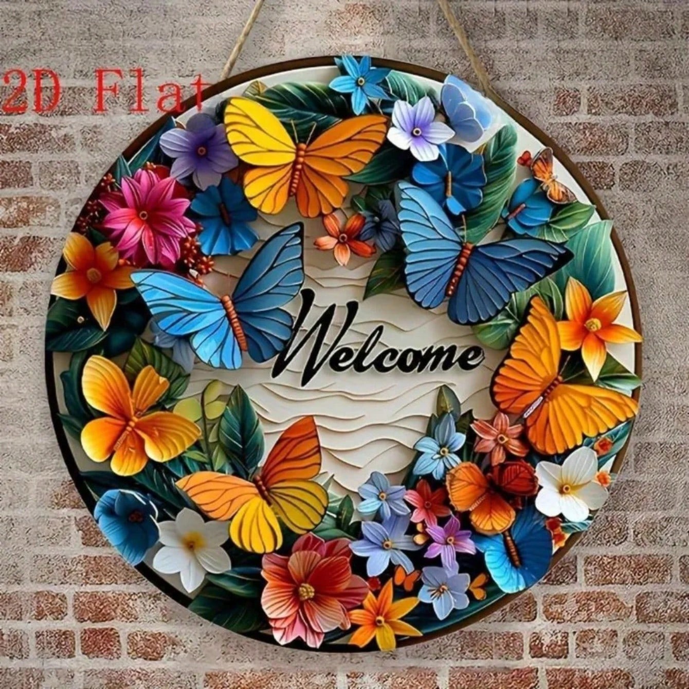 Винтажное Металлическое Настенное Искусство, Красочное Бабочково-Цветочное Украшение для Дома, Гостиной, Спальни 20x20