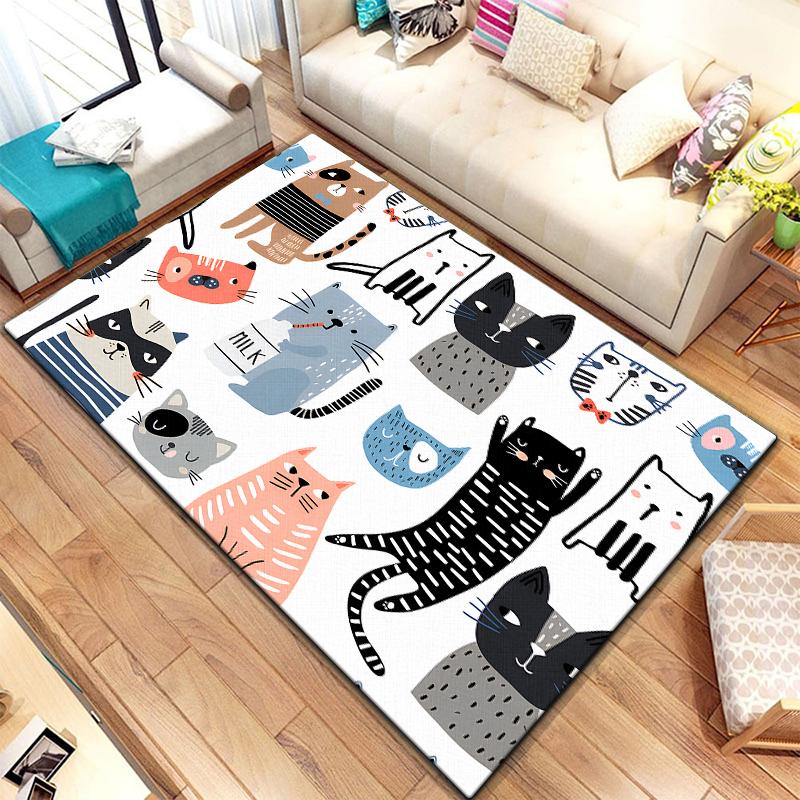 Teppich mit Cartoon-Spleißtieren, groß, Teppich für Wohnzimmer, Schlafzimmer, Sofa, Dekoration, Fußmatte, Küche, rutschfeste Bodenmatte, Picknick