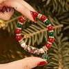 Seasonal Beaded Wristband Set Christmas Bracelet, Elastic Stretch Bracelet with Xmas Gifts for Sister Friend Tree Charm, Holiday Jewelry Women
