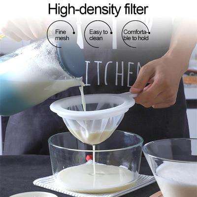 Kitchen Ultra Fine Mesh Strainer Kitchen Strainer Spoon Nylon Mesh Top 100/200/400 Mesh For Soymilk Coffee Milk Yogurt