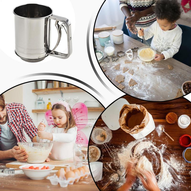 Setaccio a Tazza in Acciaio Inossidabile Shaker per Zucchero a Velo da Forno Utensili da Pasticceria Setaccio a Rete per Farina Accessori da Cucina