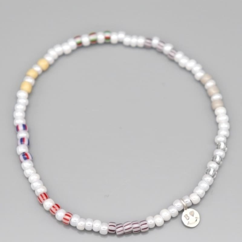 BONBEAU Solid and Pattern Color Mix Layered Bracelet Smile Mini Charm Color Mix Layered Bracelet