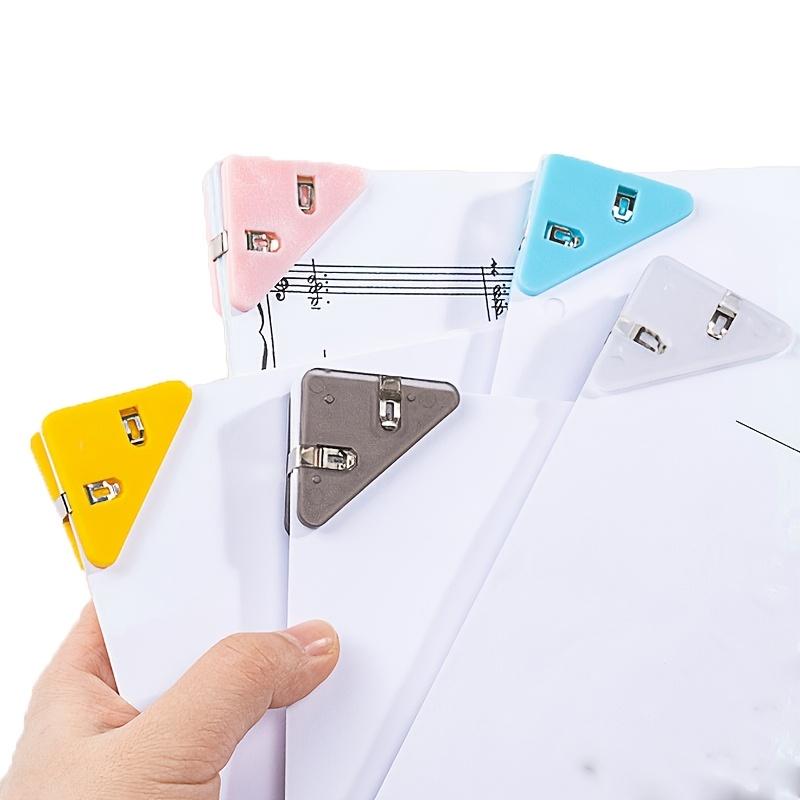 30Pcs Transparent Triangle Corner Clips Plastic Colored Paper Clamps For Office School Test Document Organizing File Fixed Clips
