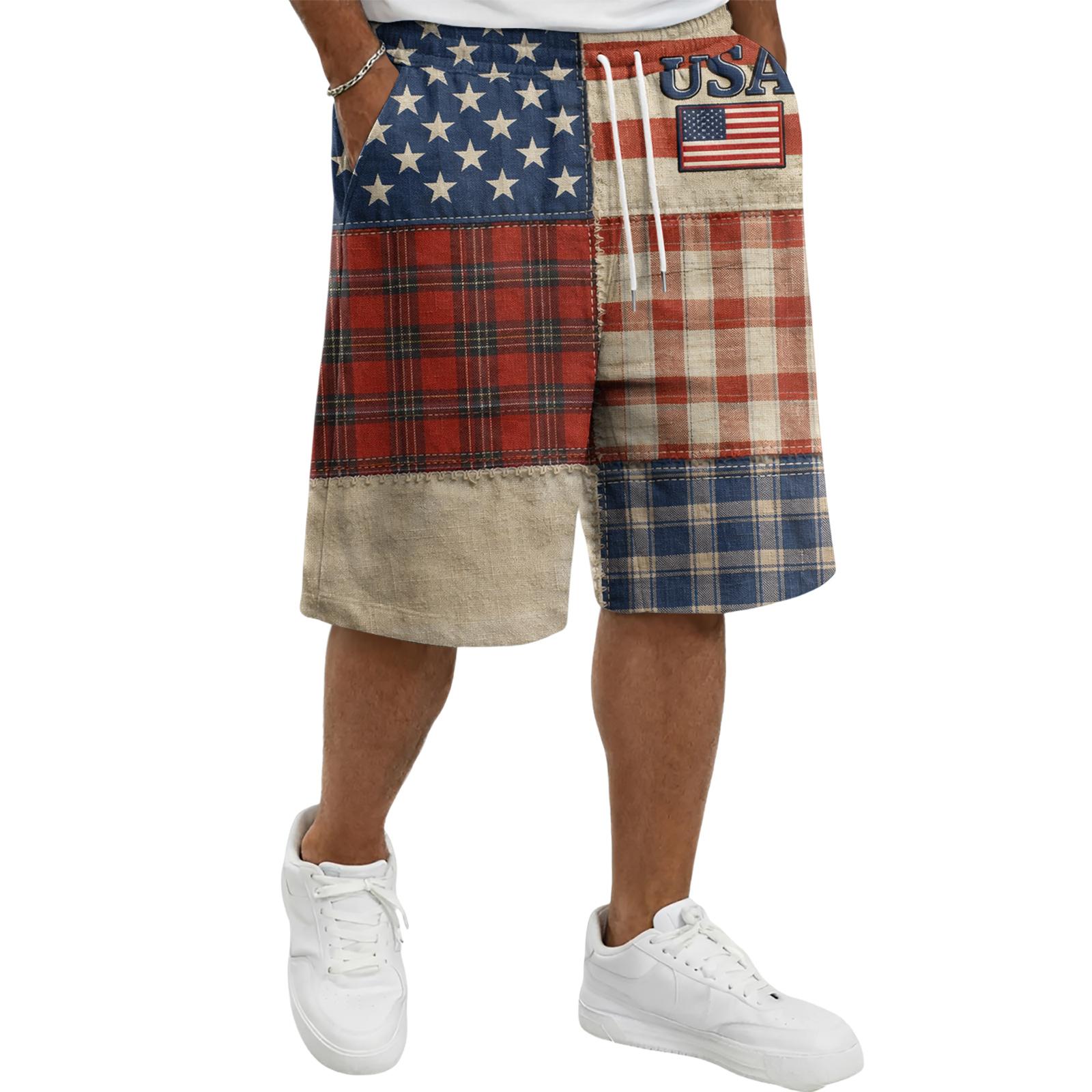 

Men’s Casual Drawstring Shorts with USA Letter and Flag Print Relaxed Fit Elastic Waist Summer Lounge Wear XXXXL