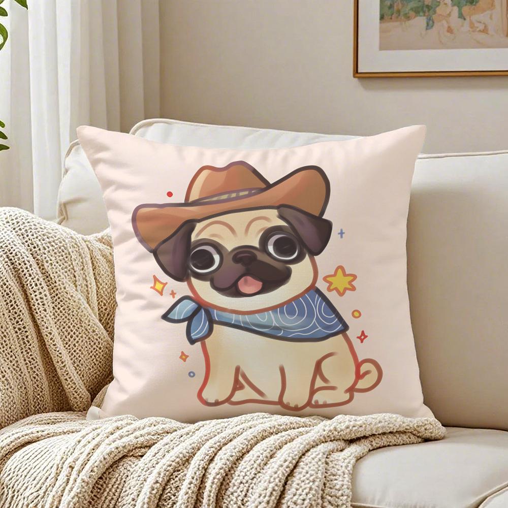 NICE CUTE Pug Dog Cushion Cover Pillowcase Antidustmite Living Room Sofa Decor Cushion Room