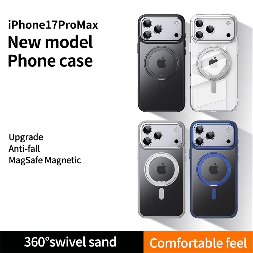 Luxury For Magsafe 360 Rotating Magnetic Stand Phone Case for 17 16 15 Pro Max 14 13 12 11 Metal Ring Fold Bracket Cover