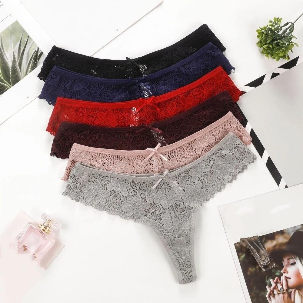 Bow Underwear for Women Low Waist Mesh Lace Briefs Fashion Lace Panties Lady