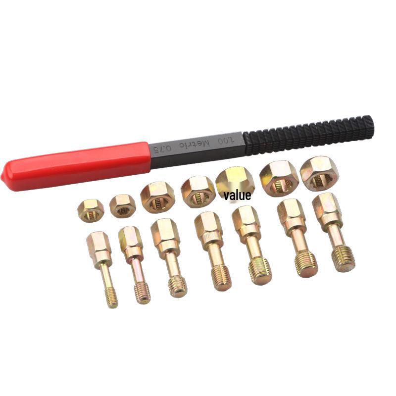 15-Piece Hex Screw and Nut Thread Repair Tool Set