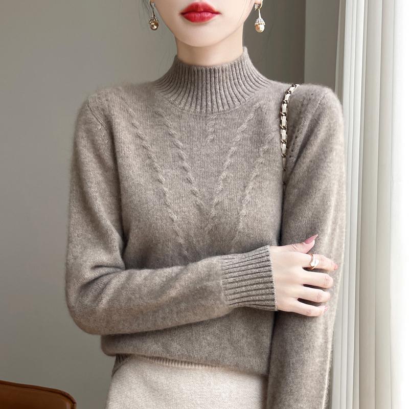 Women's Cashmere Sweater Qinghe Cashmere 30% Cashmere 70% Wool Autumn and Winter Cashmere Thick Pullover Soft and Warm
