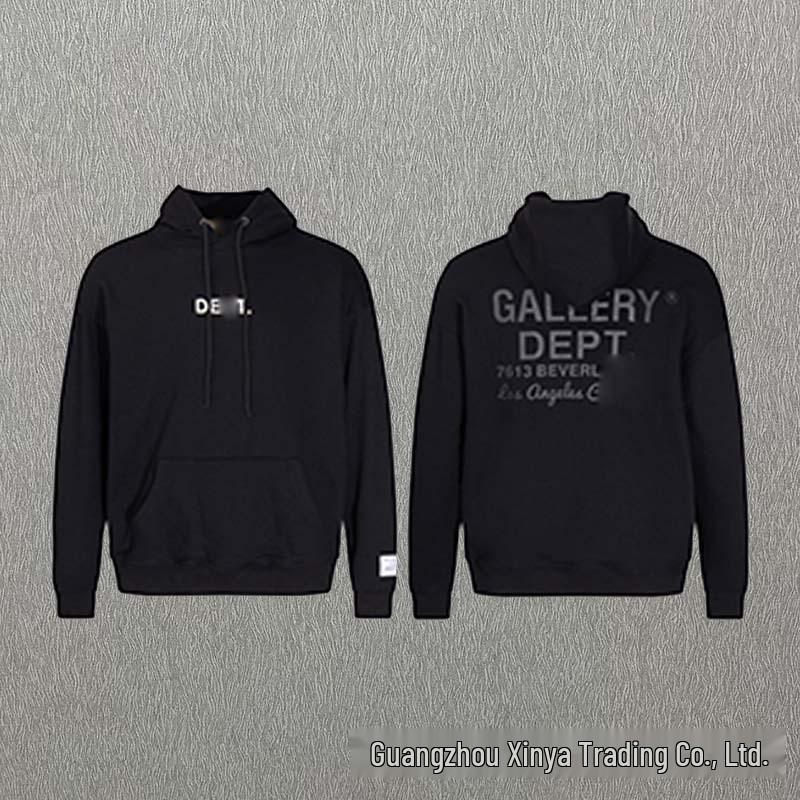 GALLERY DEPT Bluza Unisex z Kapturem Bawełniana z Plamami Farby Graffiti - Jesienna Luźna