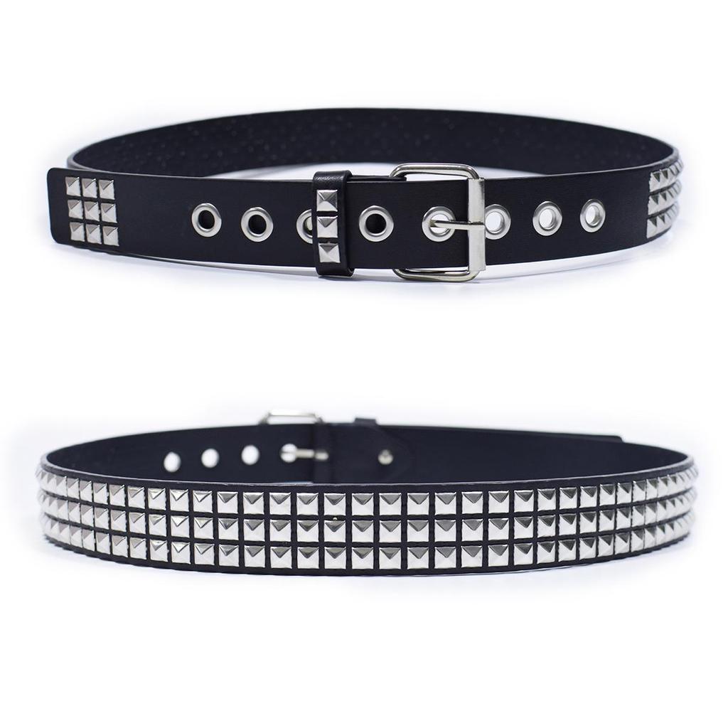 Unisex Square Bead Punk Style Stainless Steel Rivet Hip Hop Belt for Jeans