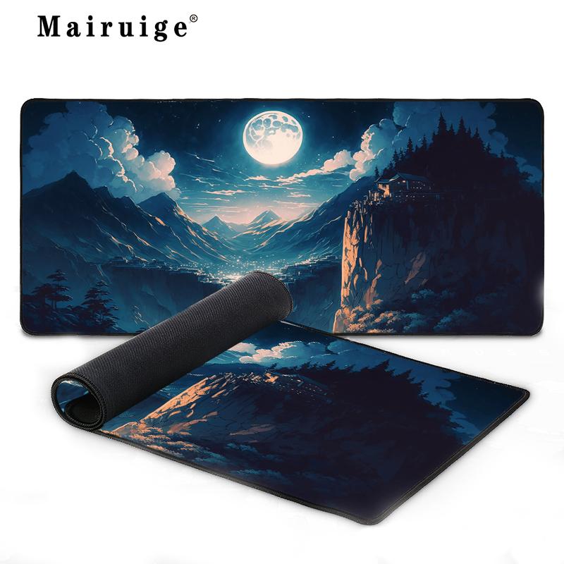 Großes Gaming-Mauspad Traumhafte Nachtszene Mond Schreibtischunterlage Home PC-Zubehör Computermauspad Setup Gamer-Tischmatte Spielmatte