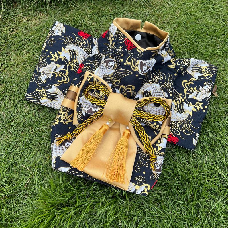Japanese Kimono Pet Boy Dog Clothes Luxury Embroidery Handmade Party Suits Coats For Small Medium Dog Poodle Japanese Clothing