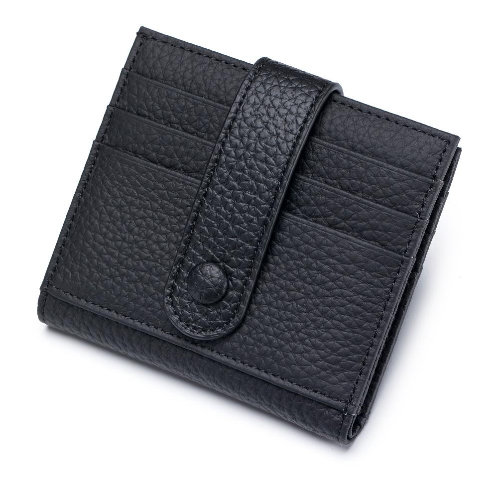 

New women s short ultra-thin small wallet, Korean version multi-card card bag, small first-layer cowhide exquisite wallet чёрный