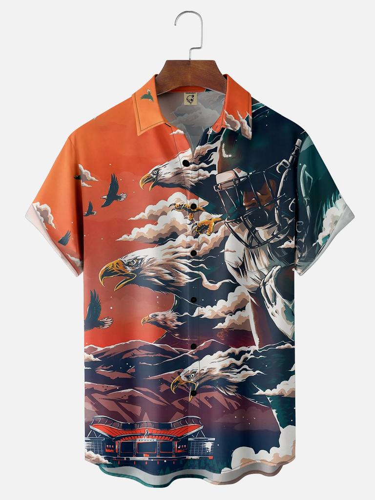 Retro Men's Short Sleeve Shirt Summer New Casual Fun Hawaiian Ukiyoe Kitten Fishing Shark Print Lapel Short Sleeve Shirt