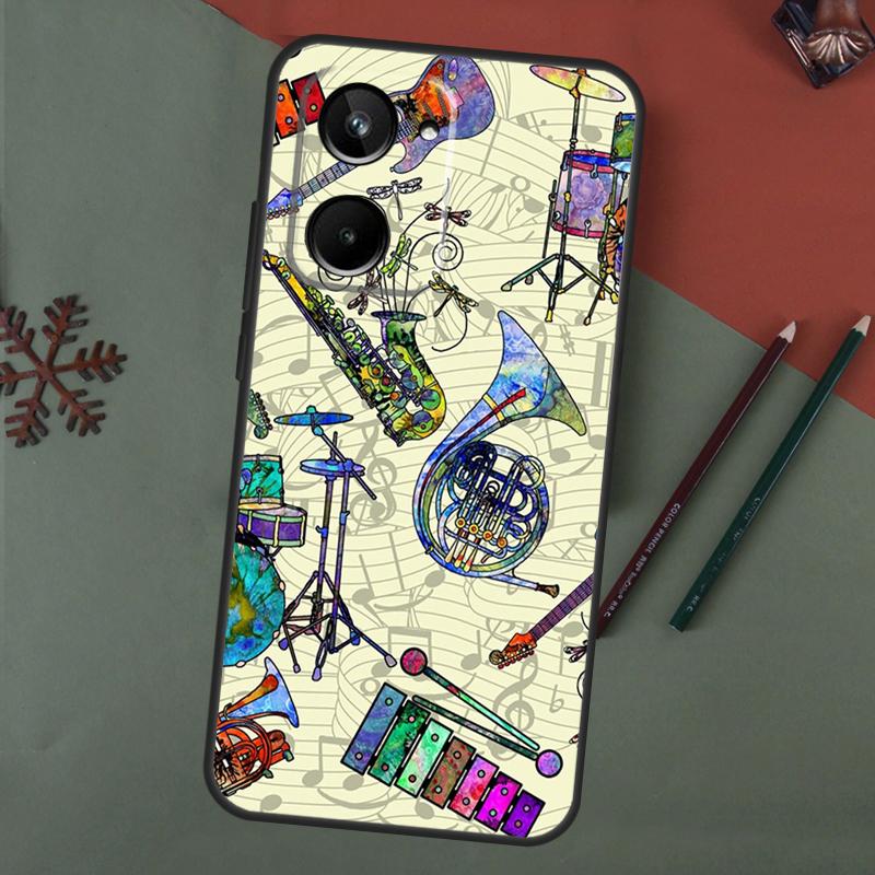 Musical Drum Drumsticks Drummers Case For Realme 15 Pro GT7 GT6 C65 C67 C61 C53 C55 C51 C35 C63 C71 C75 11 12 13 14 Pro Plus