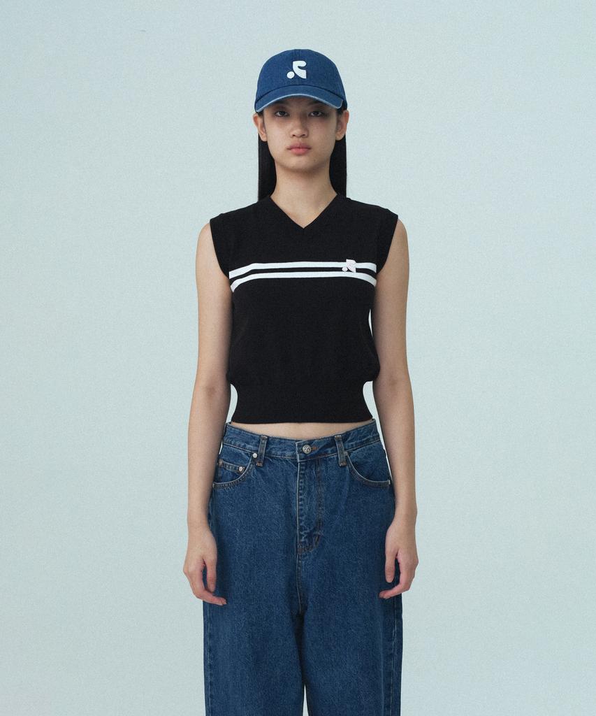 Rest&Recreation Double Line Knit Vest - Black