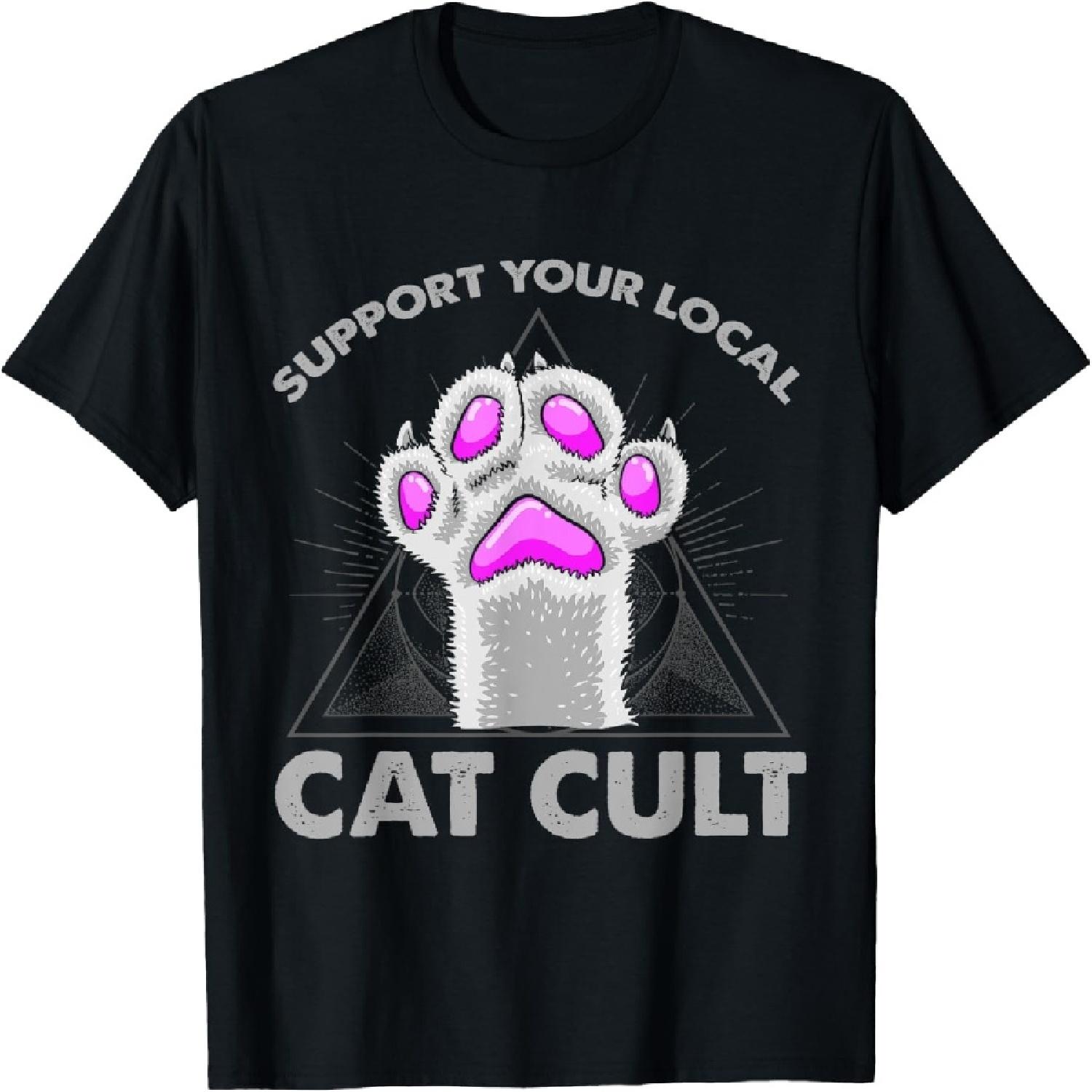 

Goth Evil Cat T Shirt Support Your Local Cat Cult Satanic T-Shirt XXXXXL чорний