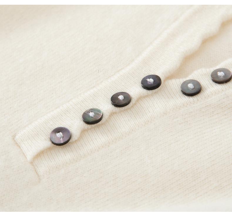Women's Cashmere V-Neck Multi-Button Sweater - Slim Fit, Loose Knit, Base Layer