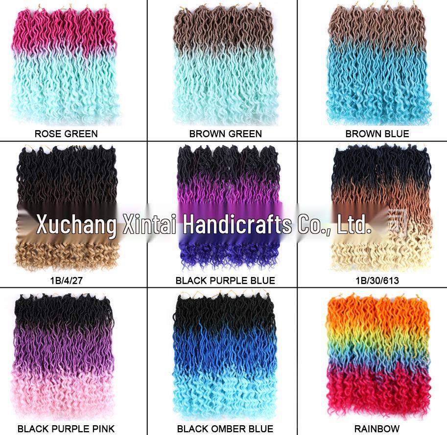 Farbverlauf Lange Lockige Perücke - Afrikanisch Europäisch Amerikanisch Faux Locs Synthetische Faser Extensions