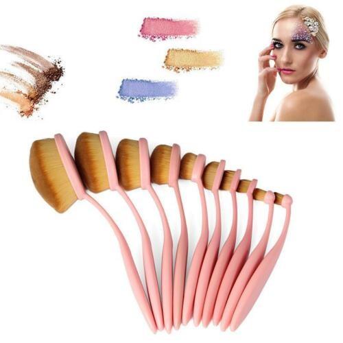 

Toothbrush 10piece Shape Beauty Brush Kit Makeup Tools Lightweight Brush Makeup 10pcs PINK Oval Brush