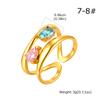 Vnox Gold Plated Teardrop Oval Pink Blue Zircon Double-Layered Opening Ring for Women Shining Crystals Party Finger Ring Jewelry