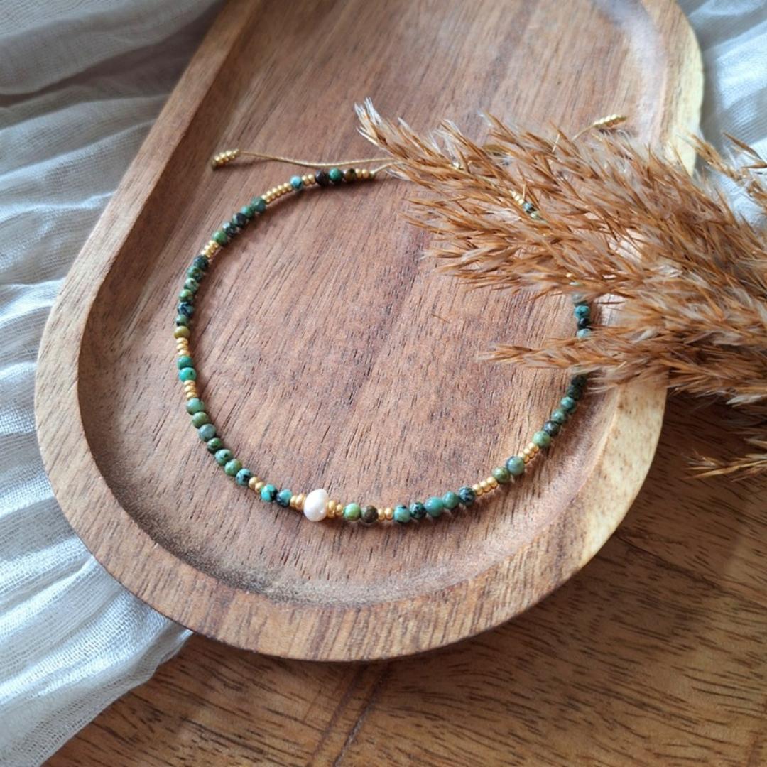 

Vlen Natural African Turquoises Beads Bracelet for Women Freshwater Pearl Tiny Bracelets Simple Summer Surf Jewelry Pulseras