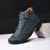 Handmade Leather Mens Ankle Boots Booties Casual Leather High Top Shoes Outdoor Man Motorcycle Boots Sneakers Comfy Hiking Boats
