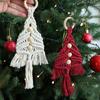 DIY Christmas Tree Macrame Kit Cotton Rope Braiding Set Hand Knitting Boho Christmas Tassel Decor Kit for Beginners