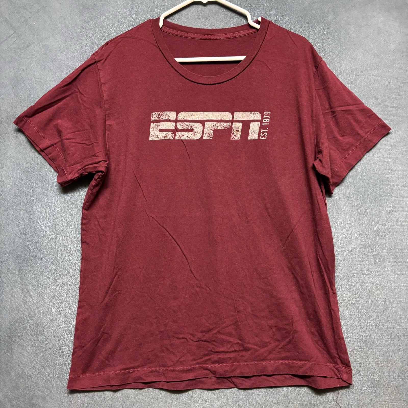 Thrashed ESPN Vintage Maroon Graphic Tee Men’s Large Distressed Logo Street S