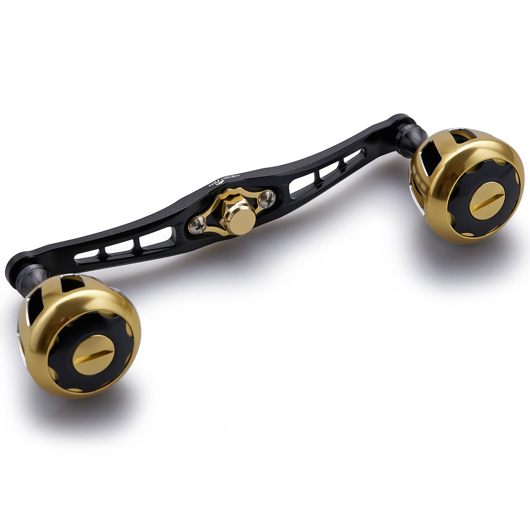 

HEIGHTEN 120mm Reel Handle with 32mm Knob, Compatible with Shimano, Daiwa, and Abu Garcia Baitcasting Reels, Wheel Series (Black & Gold) (552)