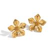 Elegant 18K Gold-Plated Stainless Steel Flower Stud Earrings - Versatile, High-End, Non-Fading for Women