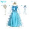 Elsa Dress Cosplay Princess Dress Light Blue Long Sleeve Sequin Children Dresses Carnival Party Evening Dress Dress For Girls