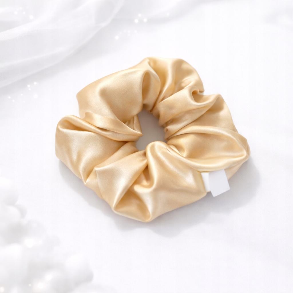 Silk Hair Scrunchie Mulberry 6A Gold XL Large Premium 6cm