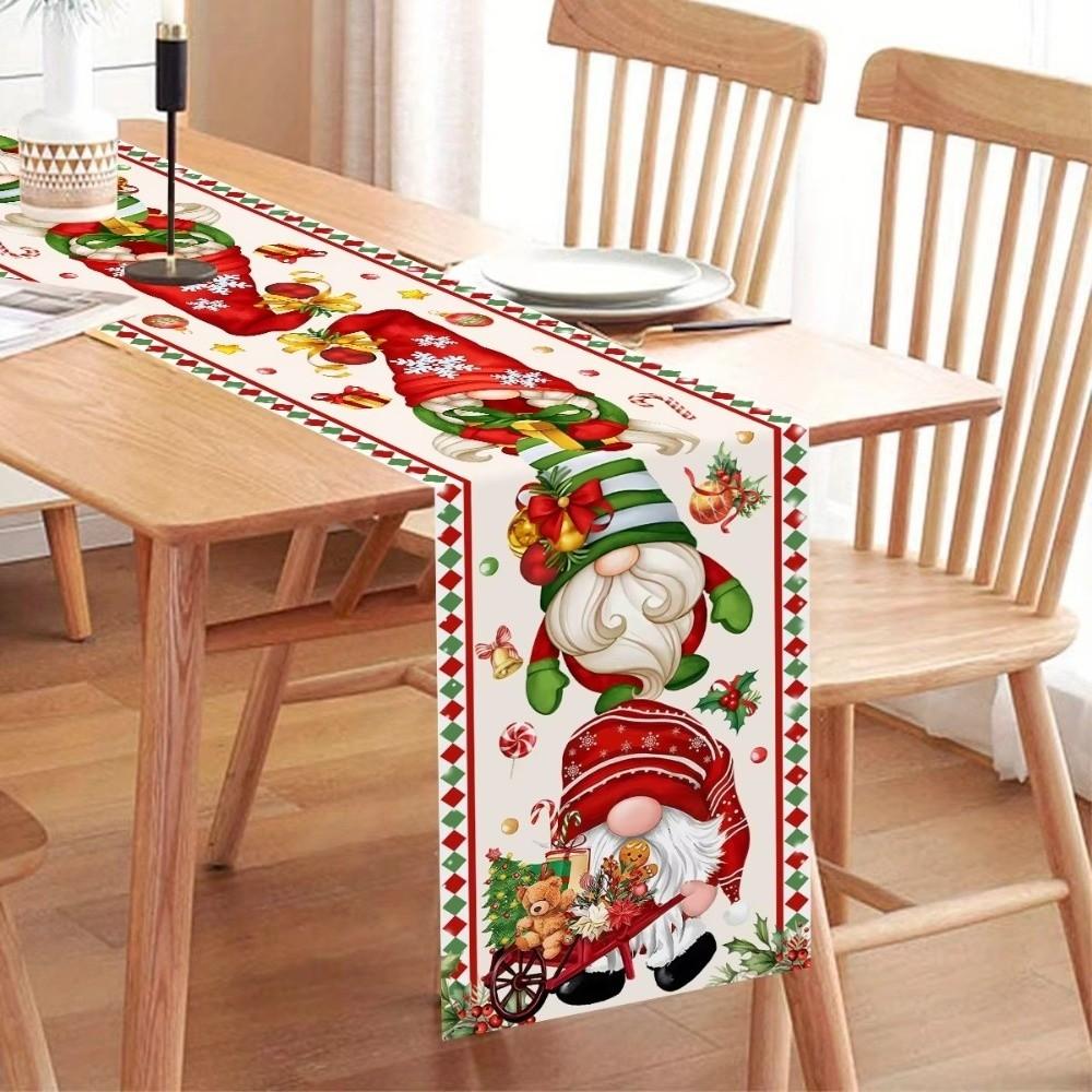 Faceless Gnome Christmas Table Runner Ornament New Year Tablecloth New Table Decor  For Home