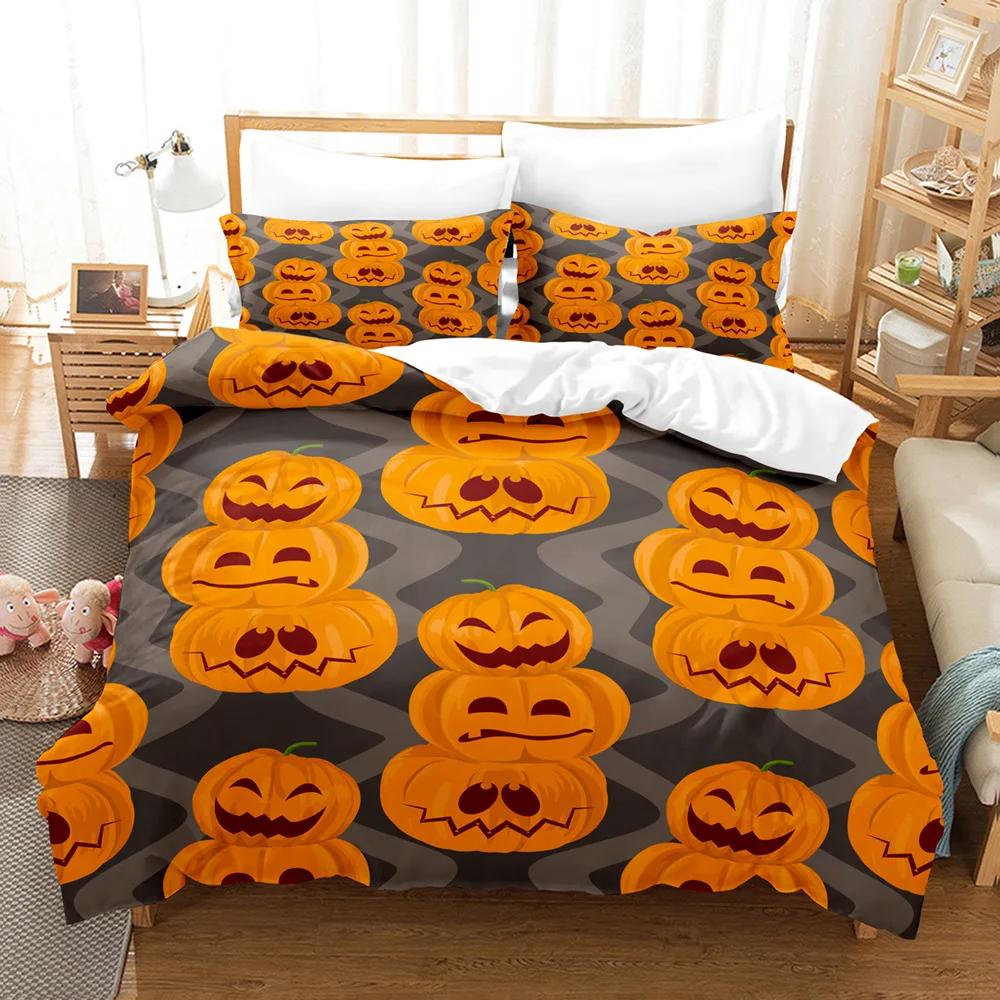 Halloween Duvet Cover Cartoon Pumpkin Twin Comforter Cover Lantern Bedding Set Ghost Quilt Cover For Kids Boys Girls