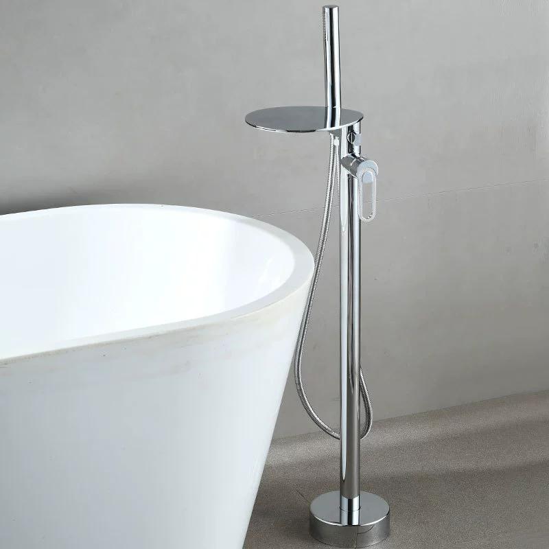 Tuqiu Black Bathroom Bathtub Faucet + Handheld Shower Free Standing Luxury Chrome Waterfall BathTub Mixer Taps Floor Mounted