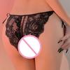 Sexy Lace Open Crotch Panties Women Mesh Perspective Underwear Ladies Lace Bow Thong Crotchless Briefs Erotic Lingerie
