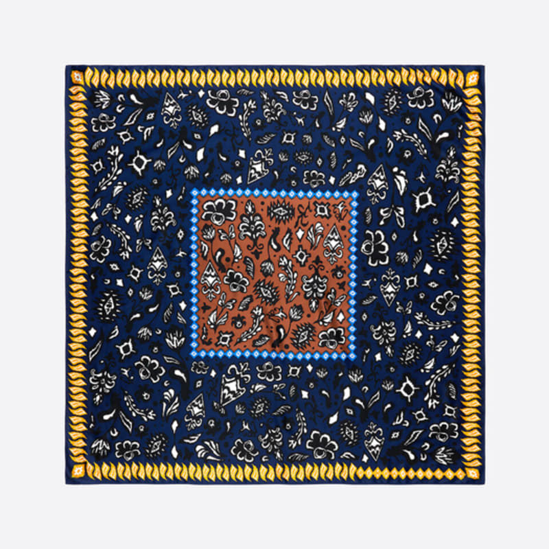 BIMBA Y LOLA Ikat Mix Print Navy Blue Scarf B256AIF003NYF