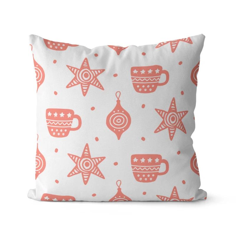 

Мультяшная иллюстрация Рождественская наволочка Домашнее украшение атмосферы Односторонняя печать Наволочка для диванной подушки 66x66cm белый