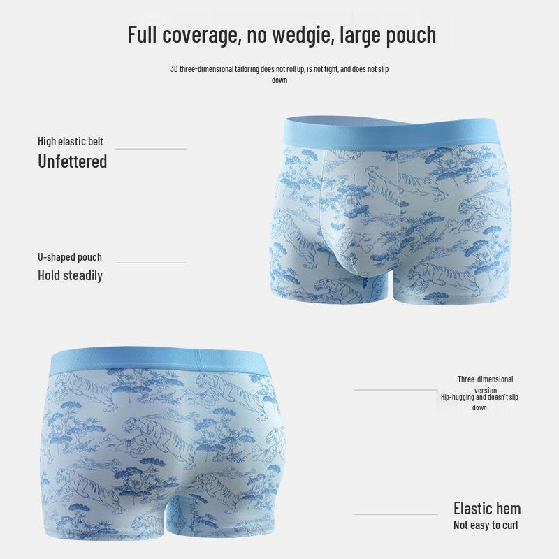 Herren Reine Baumwolle & Maulbeerseide Antibakterielle Boxershorts – Atmungsaktiv, Elastisch, Bequem Neuer Stil