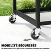 Garden Trolley Barbecue Cart on Casters with Foldable Side Tray, Three Shelves, 133 x 48.5 x 82 cm, Black