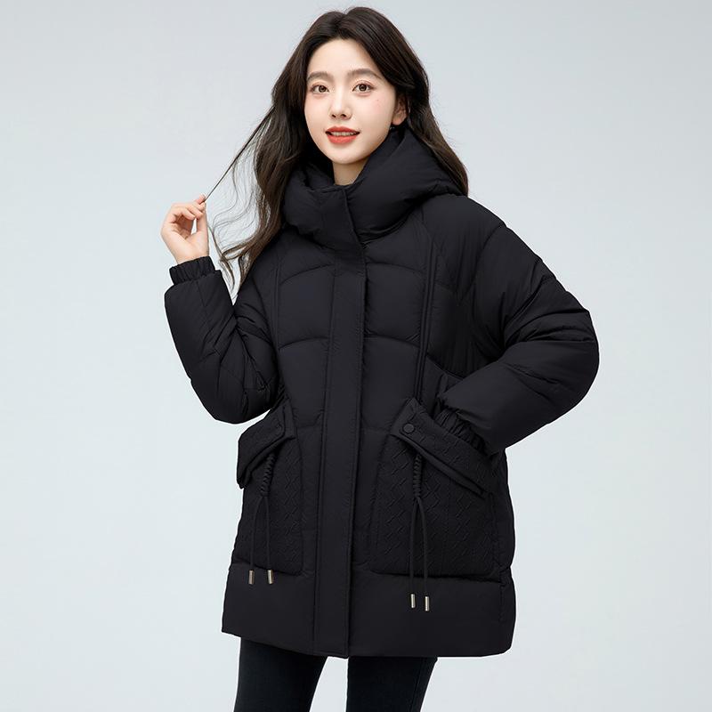 Down cotton-padded clothes women's medium and long winter new loose large size small thickened cotton-padded jacket