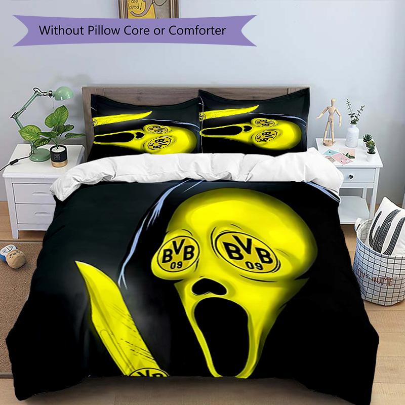 3pcs Borussia Dortmund Pattern Bedding Set Duvet Cover Set Includes Duvet Cover &pillowcases,perfect All Season Bedroom Decoration&gift